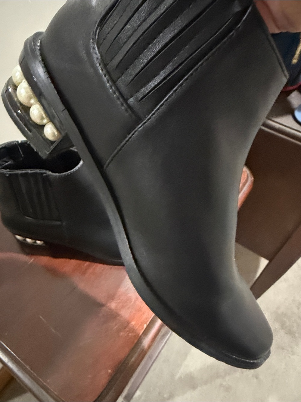 Catherine Malandrino Black Pearl-Accent Ankle Booties